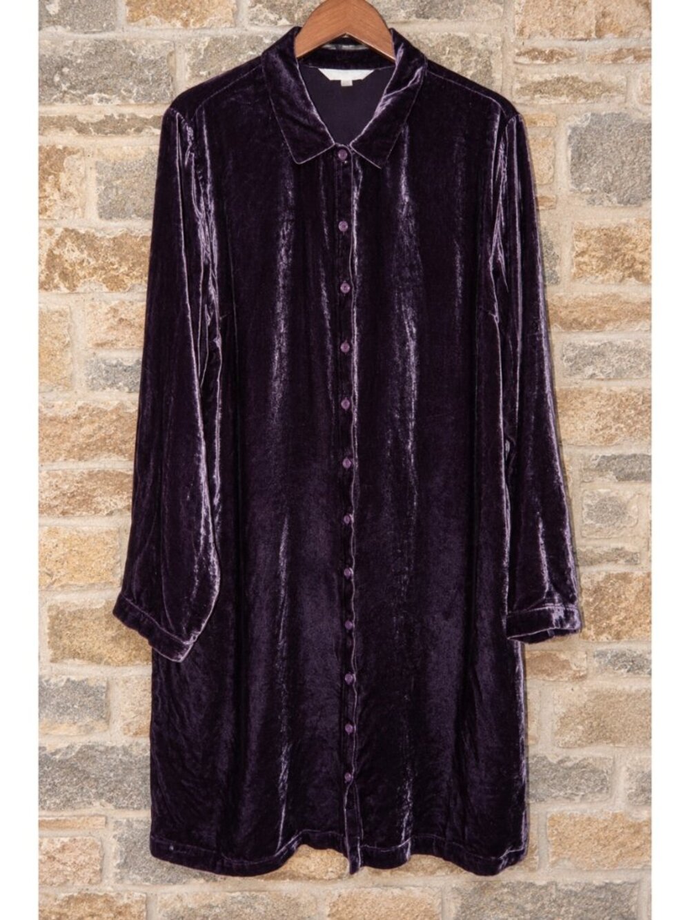 Garnet Hill | Dresses | Garnet Hill Sz L Silk Velvet Shirt Dress Button ...